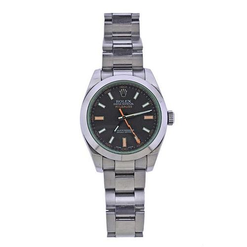 Rolex Milgauss Green Crystal Black Dial Watch 116400