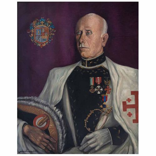 ROBERTO MONTENEGRO, Retrato de Federico Valadez, Firmado y fechado 54 Óleo sobre tela, 100.5 x 81 cm