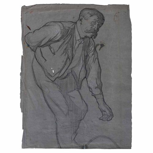SATURNINO HERRÁN, El bailador de jarabe, 1913, Sin firma, Carbón y crayón sobre papel, 62 x 47 cm, Con certificado