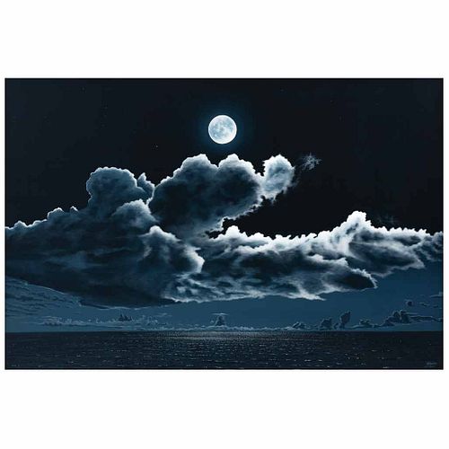 RENÉ MARTÍN, Noche brillante, Firmado, Acrílico sobre tela, 100 x 150 cm