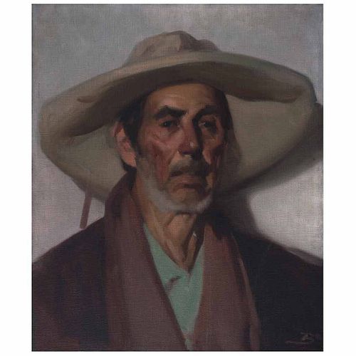 JOSÉ BARDASANO, Retrato de viejo, Firmado, Óleo sobre tela, 60 x 50 cm