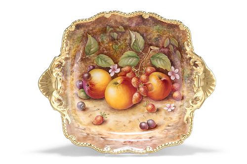 A ROYAL WORCESTER FRUIT PAINTED TUDOR TRAY, signed by P. En