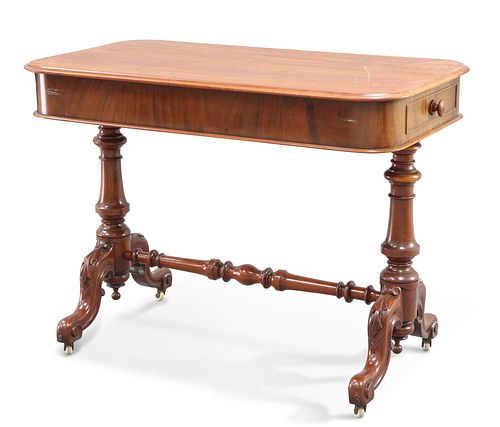 A VICTORIAN MAHOGANY LIBRARY TABLE, the moulded rectangular