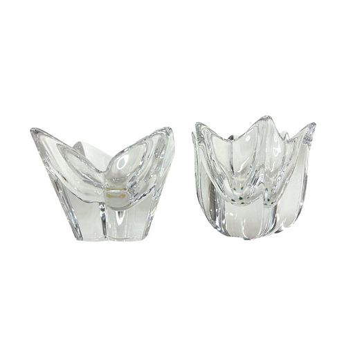 Pair of Orrefors Signature Crystal Dishes