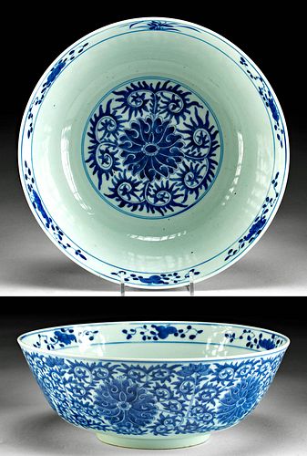 Chinese Qing Kang Hsi Porcelain Bowl w/ Lotus