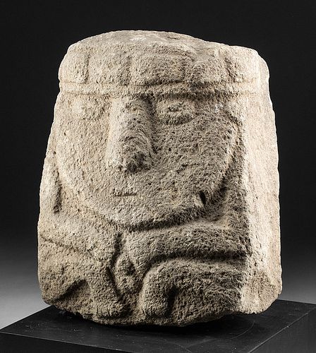 Impressive Chavin Stone Carving of a Seated Lord