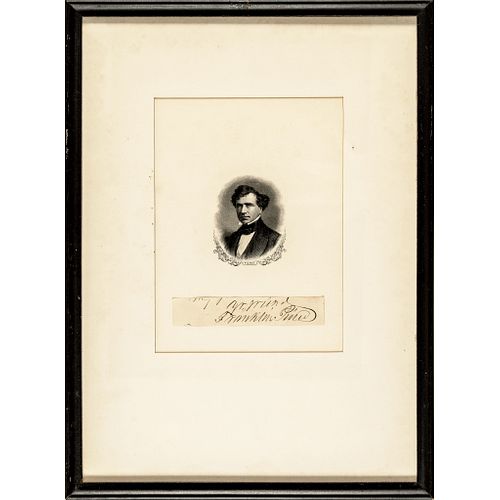 FRANKLIN PIERCE Clipped Autograph Signature with Engraving