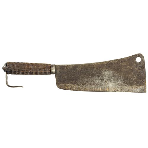 c. 1840 Whalers Cleaver Flensing Knife with Crown with VALSECCHI Maker's Mark