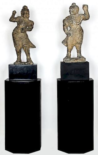 Pair of Dvarapala Sculptures, Tang Dynasty (618-907 CE)