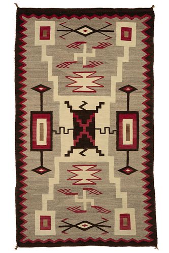 Diné [Navajo], Pictorial Storm Pattern Textile, ca. 1910-1920