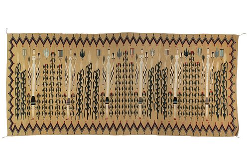 Diné [Navajo], Oversized Yei-Bi-Chai Textile, ca. 1960