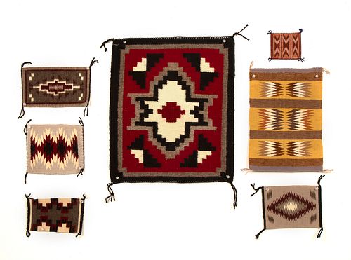 Diné [Navajo], Group of Seven Miniature Textiles, ca. 1980-1990