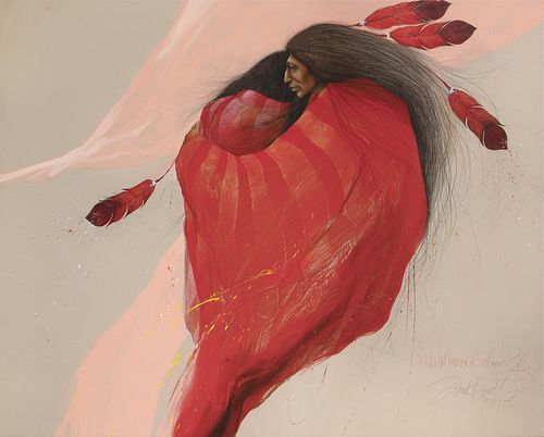 Frank Howell, Red Feathers in a Salmon Sky, 1986
