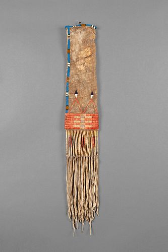 Sioux, Quilled and Beaded Hide Pipe Bag, ca. 1870-1880