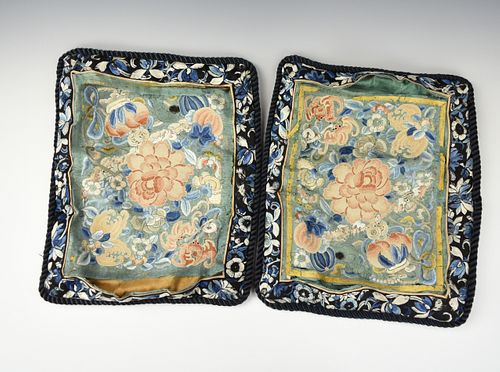 Pair Chinese Embroidery Pillow set ,Qing Dynasty
