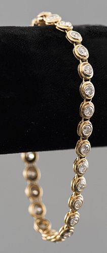 Vintage 14K Yellow Gold Diamond Tennis Bracelet
