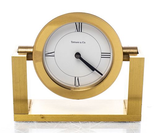 Tiffany & Co. Brushed Brass Desk Clock
