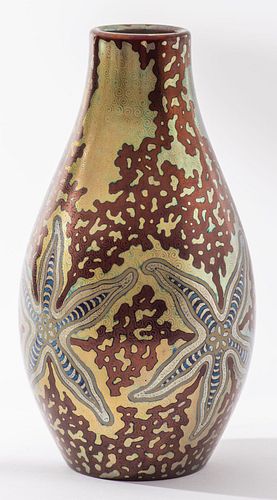 Zsolnay Pecs Art Nouveau Pottery "Starfish" Vase
