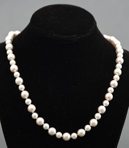 Pearl Necklace With 14K Onyx & Diamond Bead