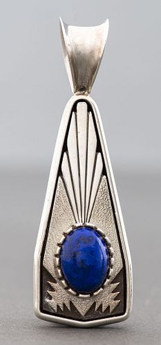 Native American Navajo Silver & Lapis Pendant