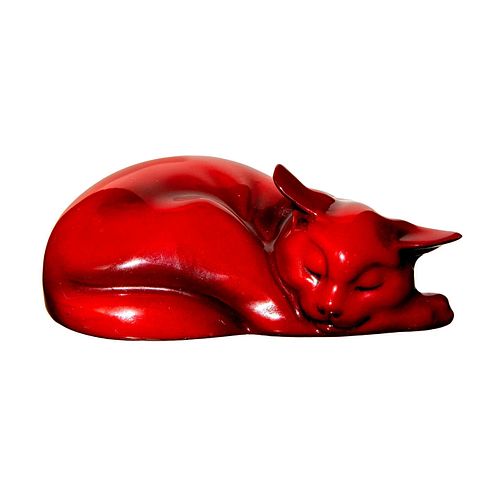 Royal Doulton Flambe Figurine, Cat Asleep HN227