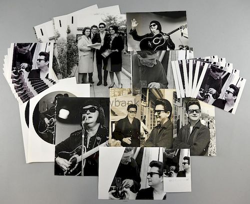 Roy Orbison and Harry Goodwin, black and white print, stamped on reverse Harry Goodwin, 28 x 28 cm,