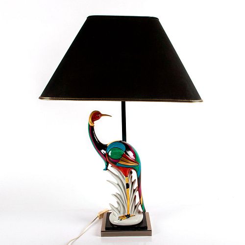 Manifattura Artistica Le Porcellane Porcelain Crane Lamp