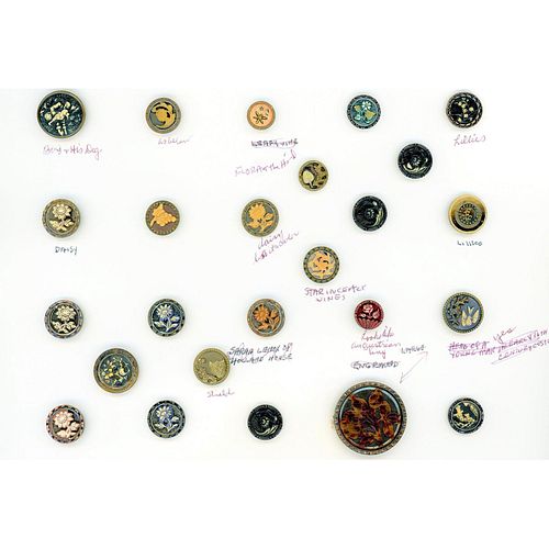 A CARD OF DIV 1 ASSORTED PICTORIAL IVOROID BUTTONS
