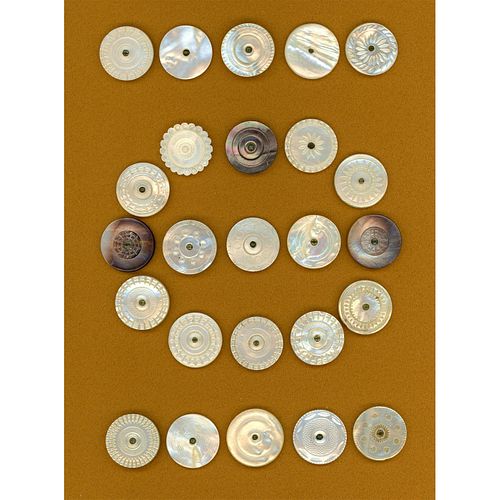 A CARD OF DIVISION ONE CARVED "COLONIAL PEARL" BUTTONS