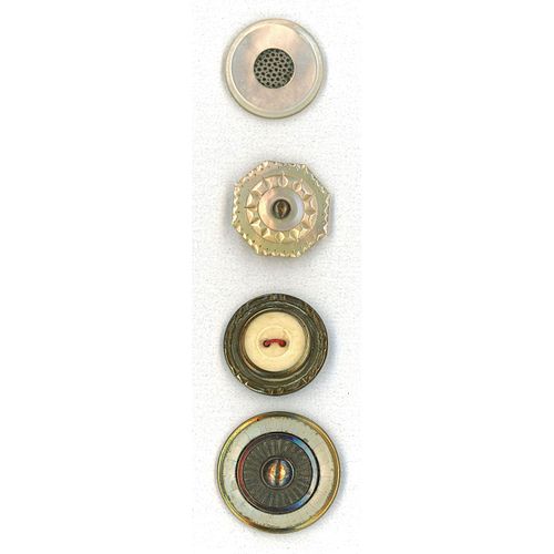 A SMALL CARD OF ASSORTED MATERAL 18TH CENTURY BUTTONS