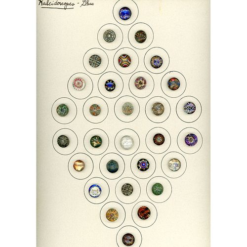 A WHOLE CARD OF DIV 1 KALEIDESCOPE GLASS BUTTONS