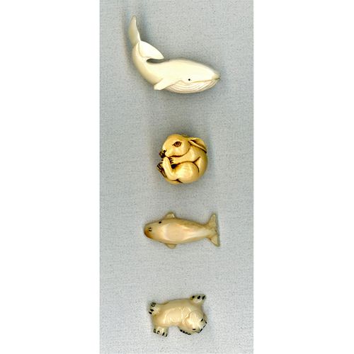 A SMALL CARD OF ASSORTED NATURAL MATERIAL BUTTONS