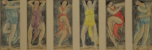 WALKOWITZ, Abraham. 6 Watercolor and Ink Drawings.