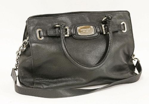 A Michael Kors black leather shopper handbag
