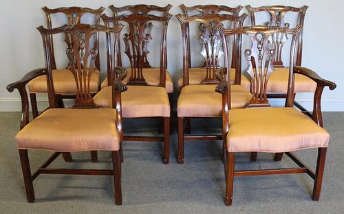Set of 8 19th Cent Mahogany Chippendale Style