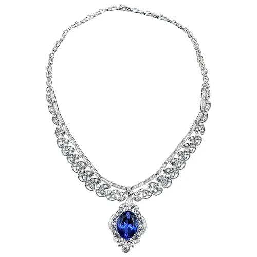 Exceptional Tanzanite & Diamond Necklace - 18K White Gold