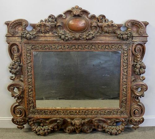 Antique Italian Carved Cherub Mirror.