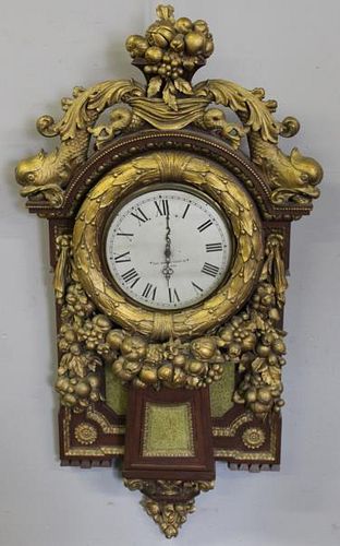 Outstanding Carved and Gilded Antique Clock
