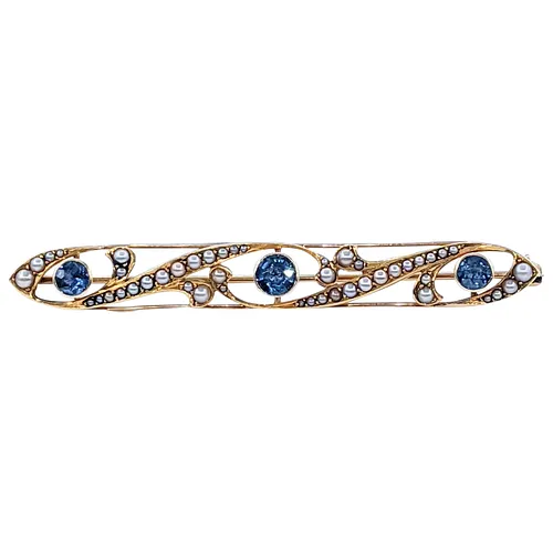 Sophisticated Antique Sapphire & Seed Pearl Pin / Brooch