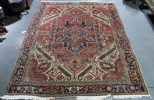 Antique Handmade Heriz Roomsize Carpet.