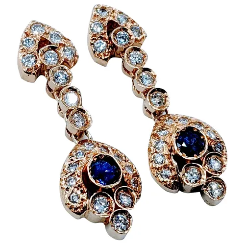 Vintage Sapphire & Diamond Dangle Earrings