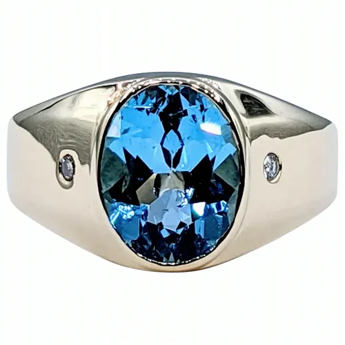 Electric Blue Topaz & Diamond Cocktail Ring