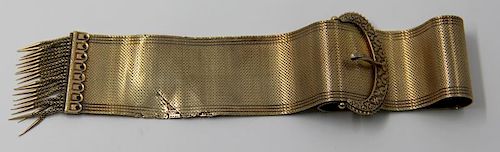 JEWELRY. Antique 14kt Gold Buckle Form Bracelet.