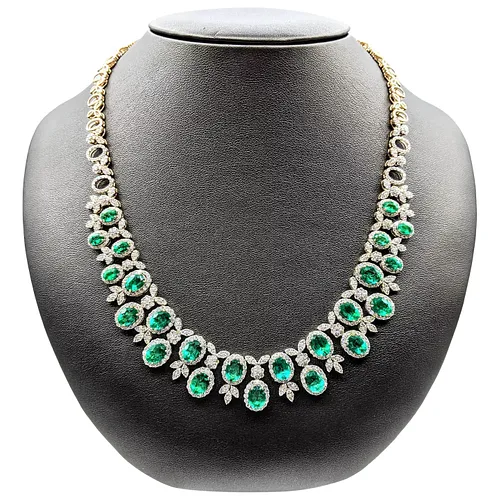 Spectacular Emerald & Diamond Two-Row Necklace