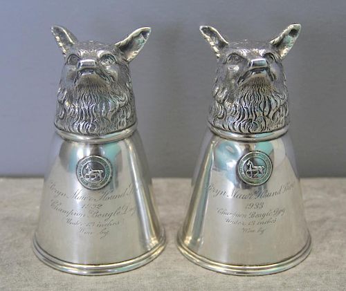 STERLING. Pair of J.E. Caldwell & Co Hunting Cups.