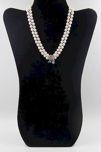 JEWELRY. Double Strand Pearl Necklace with