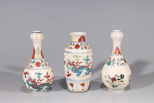 Group of Three Chinese Ming Style Vases