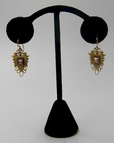 JEWELRY. 14kt Gold Victorian Earrings.