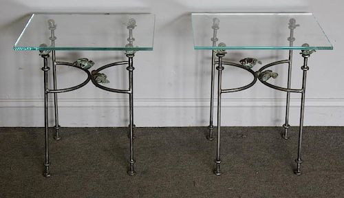 Modern Pair of Giacometti Style End Tables.