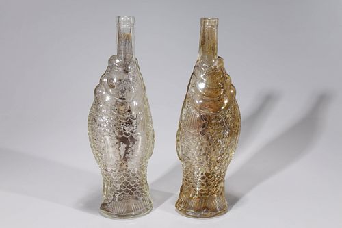 Pair Of Chinese Fish Form Bottle Vases